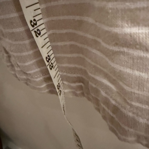 Beach Lunch Lounge Linen Blend Stripe Sleeveless Dress CoverUp Tan White Medium - Picture 10 of 10